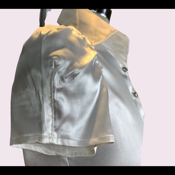 Luxury Lechateau white silk embellished buttons front Size XS - Picture 7 of 11